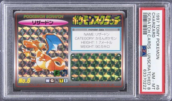 1997 TOMY Pokemon #6 Charizard Scratch Cards - Unscratched - PSA NM-MT 8 (POP 1!)